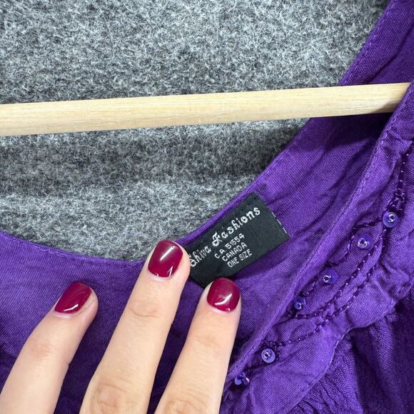 Shiva Fashions Blouse Women One Size Blue Colorblock Sleeveless V-Neck Sequin - Picture 3 of 5